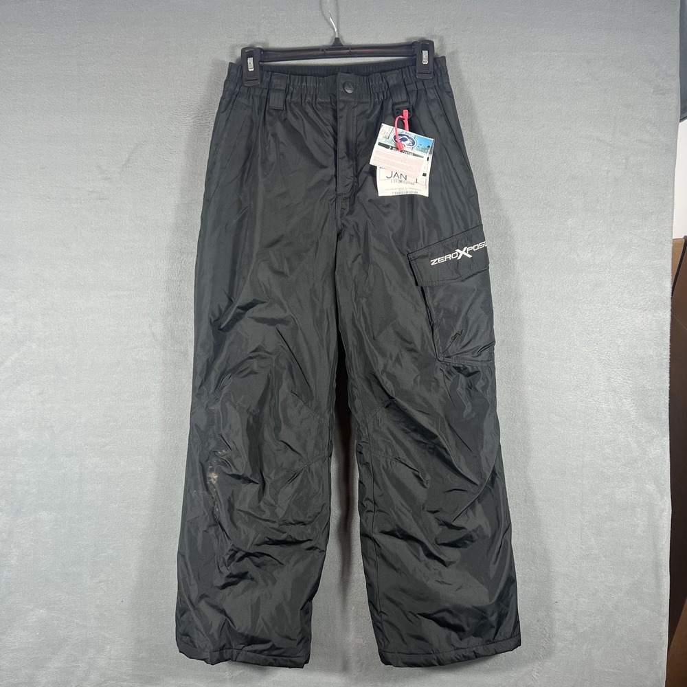 ZEROXPOSUR Boys L 14/16 Black Snow Ski Pants Insulated Water Resistant Outerwear